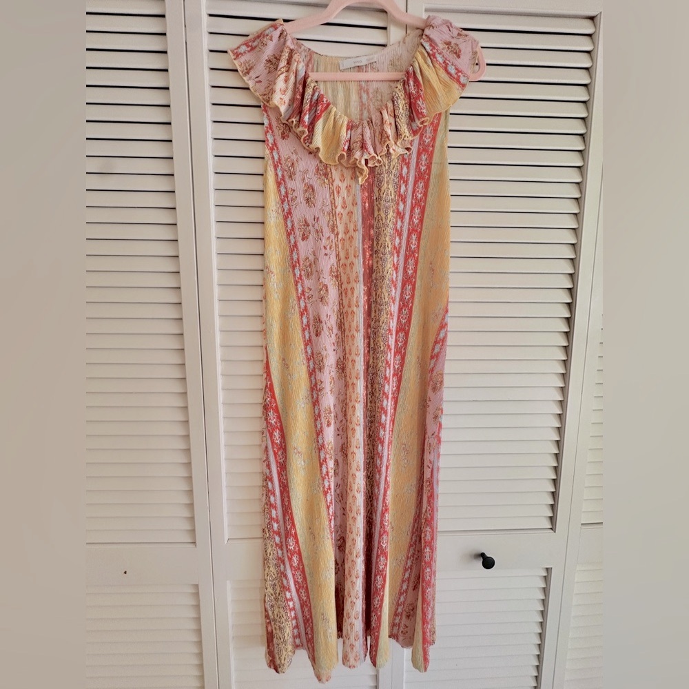 MANGO Ruffle Printed Midi Dress
